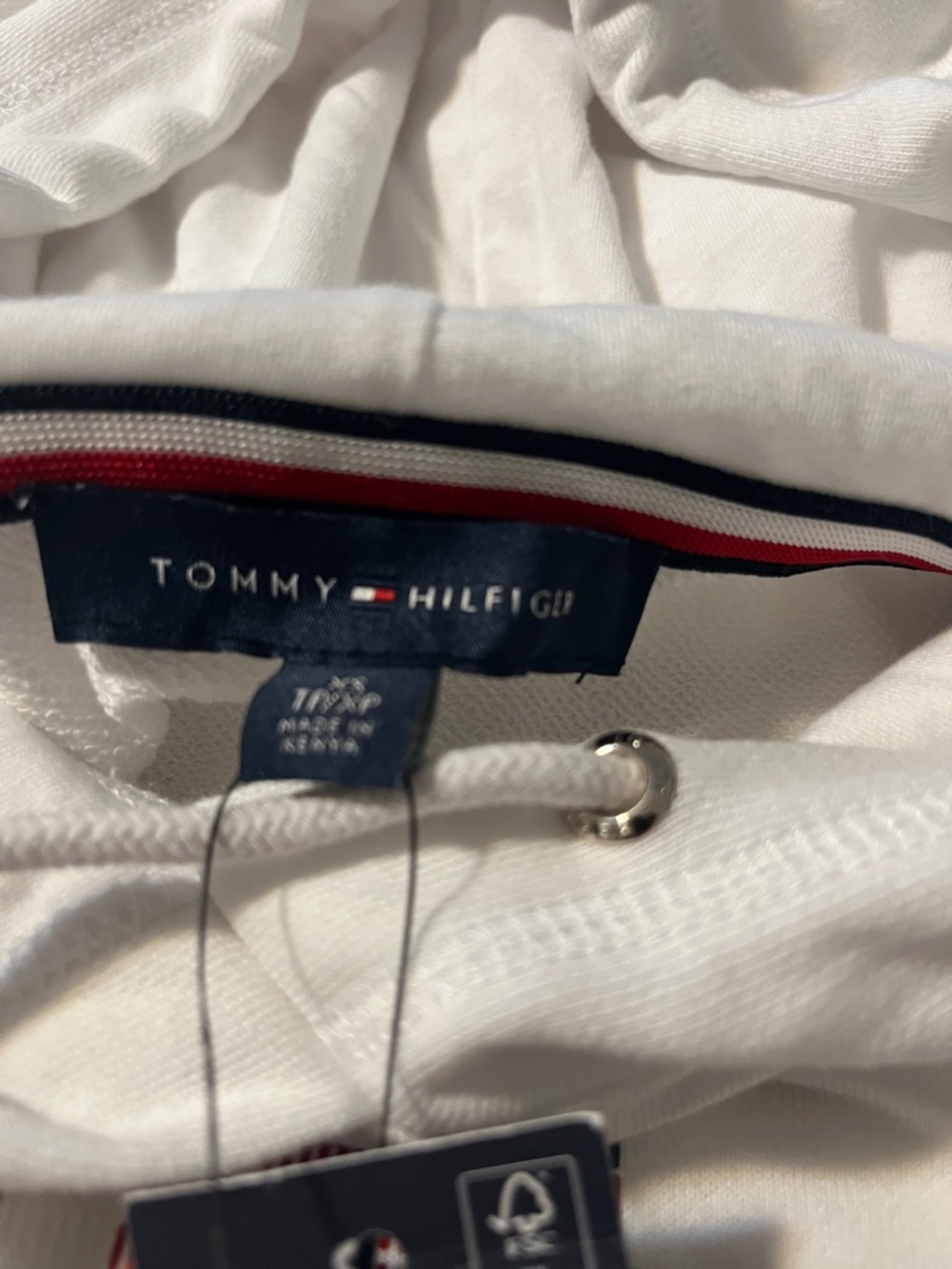 Tommy Hilfiger White Crewneck Hoodie with Logo Stripe - Picture 4 of 8
